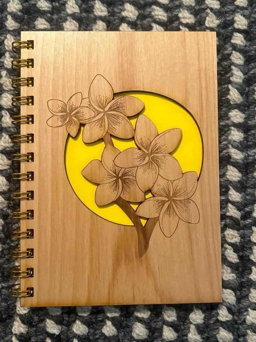 Hobie Plumeria Journal Floral Brown & Yellow NWT